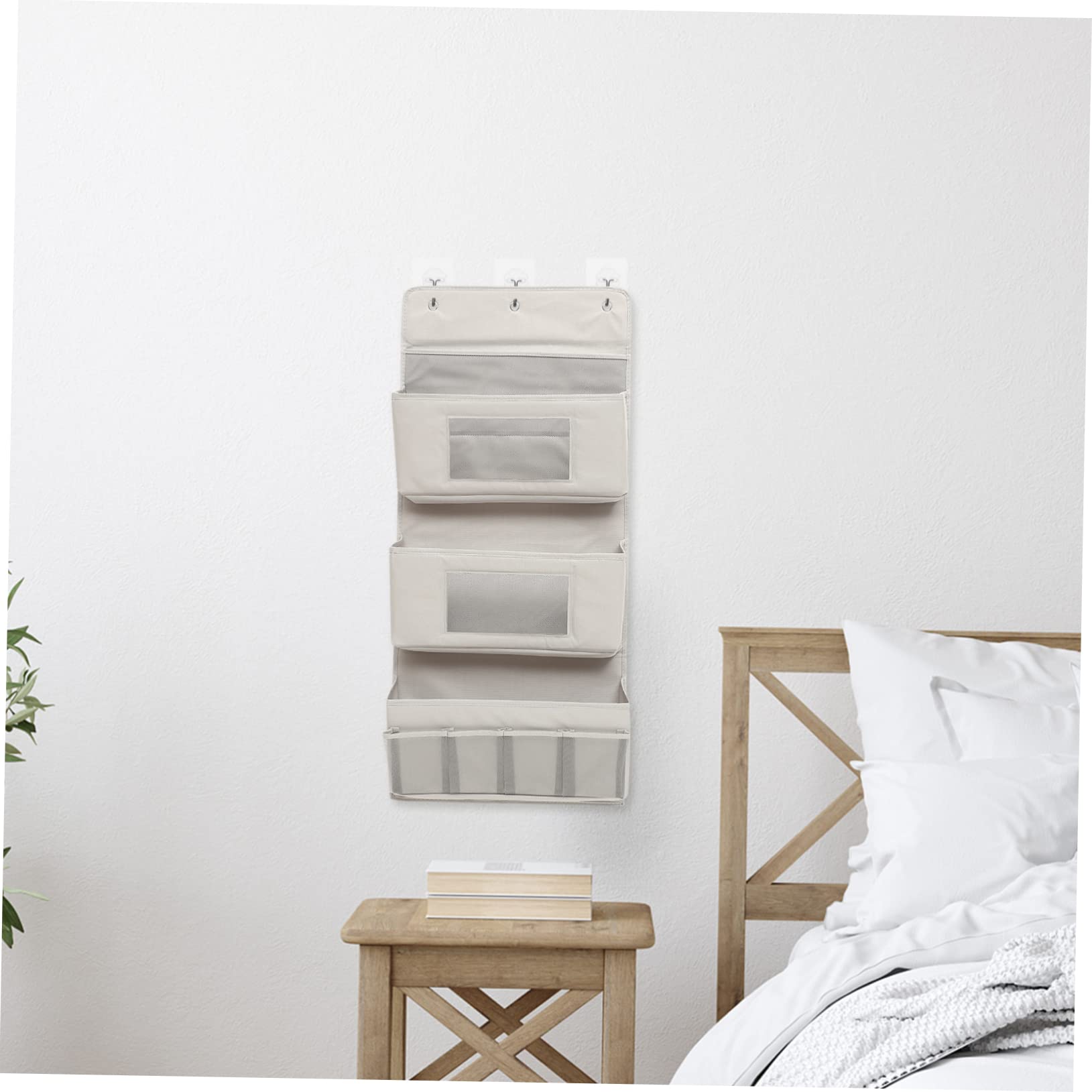 Organisateur à Suspendre la Porte, Pochettes de Rangement en Polyester, 3 Niveaux avec Crochets, Pliable, pour Chambre Cuisine