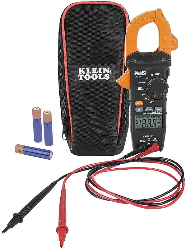 Pinza amperimétrica digital Klein Tools CL120, rango automático de 400 amperios CA, voltaje CA/CC, resistencia, continuidad, detección de probador de voltaje sin contacto