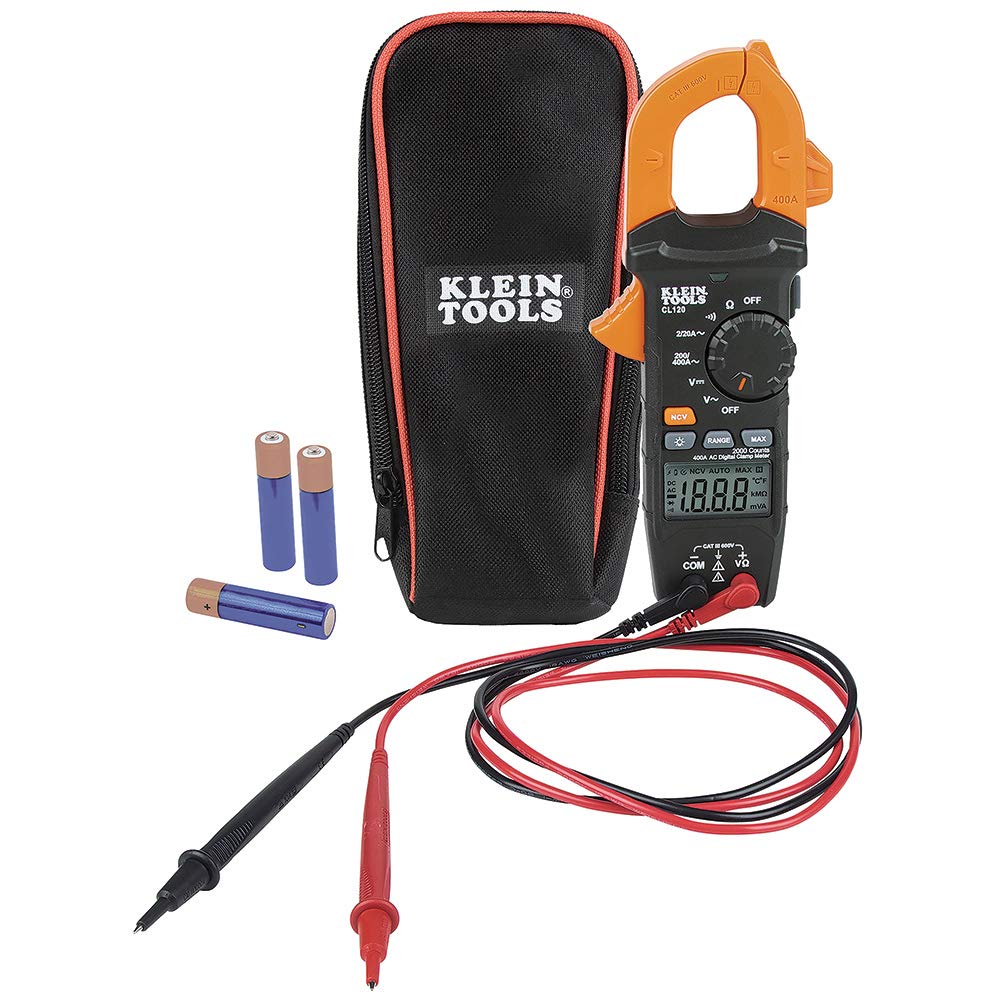 CL120 Digital Clamp Meter, Auto-Ranging 400 Amp AC, AC/DC Voltage, Resistance, Continuity, Non-Contact Voltage Tester Detection