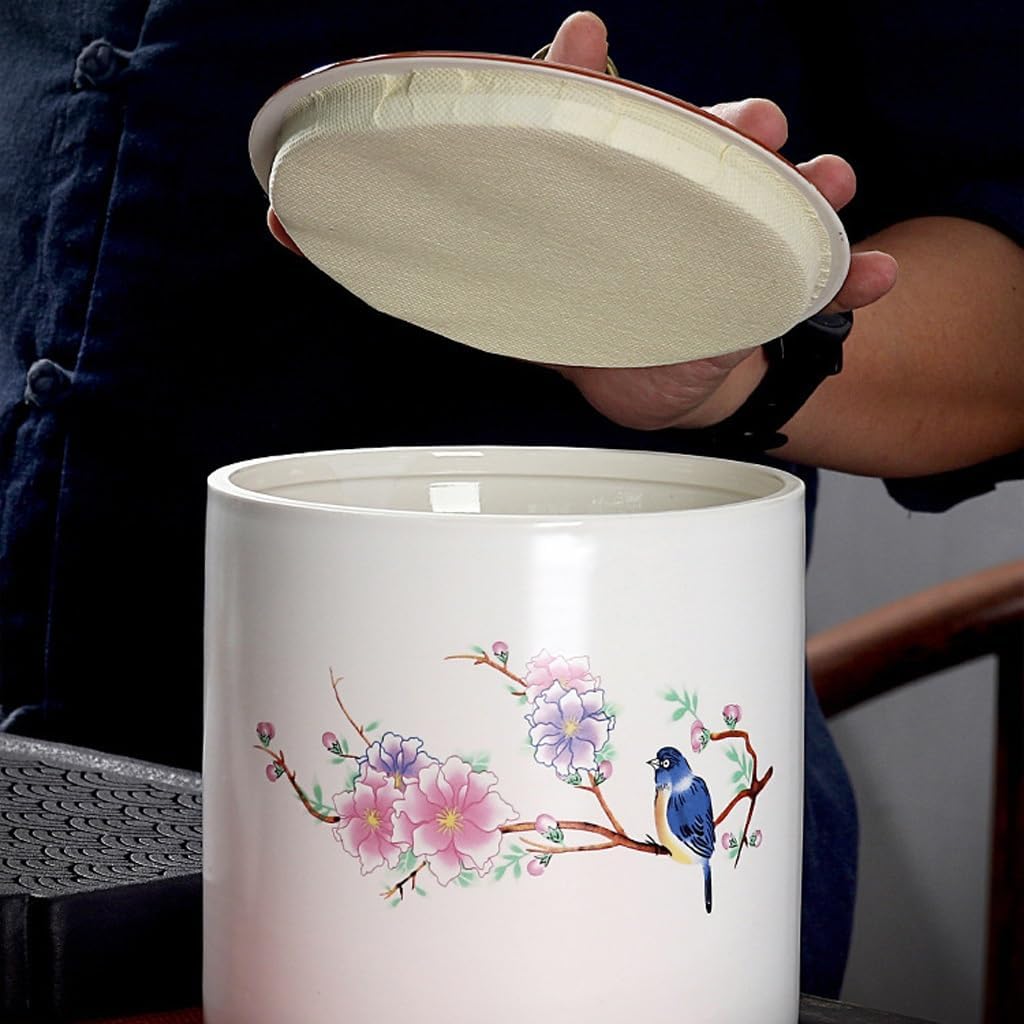 SONGCHAO Sugar Jar Ceramic Tea Cans, Cake Storage, Ding Kiln, Moisture-Proof Tea Canister(B)