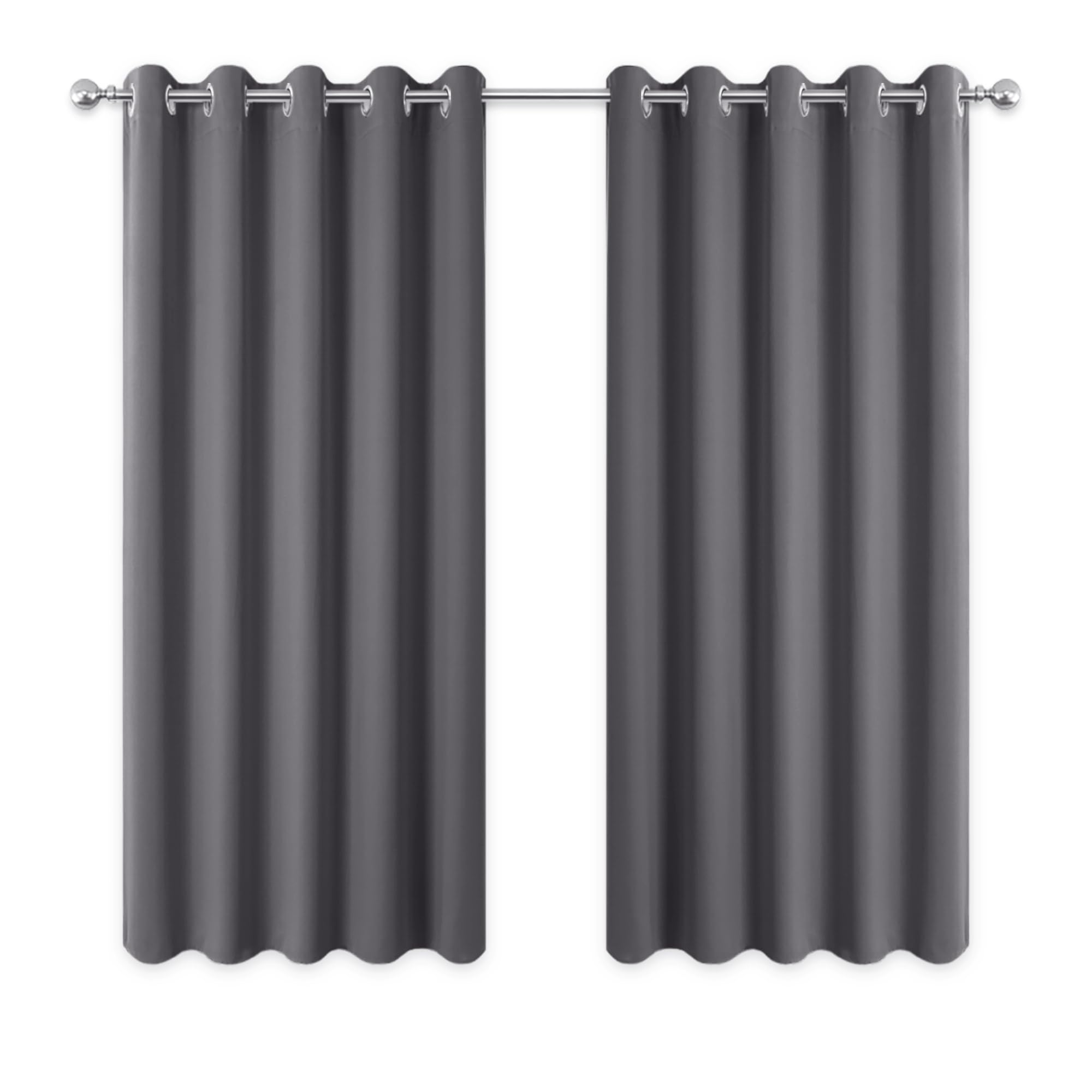 PONY DANCE Blackout Thermal Eyelet Curtains - 66x63 Inch Light Blocking and Energy Saving Privacy Curtains & Drapes for Bedroom/Living Room/Kitchen Window Treatment, 2 Panels, Gray