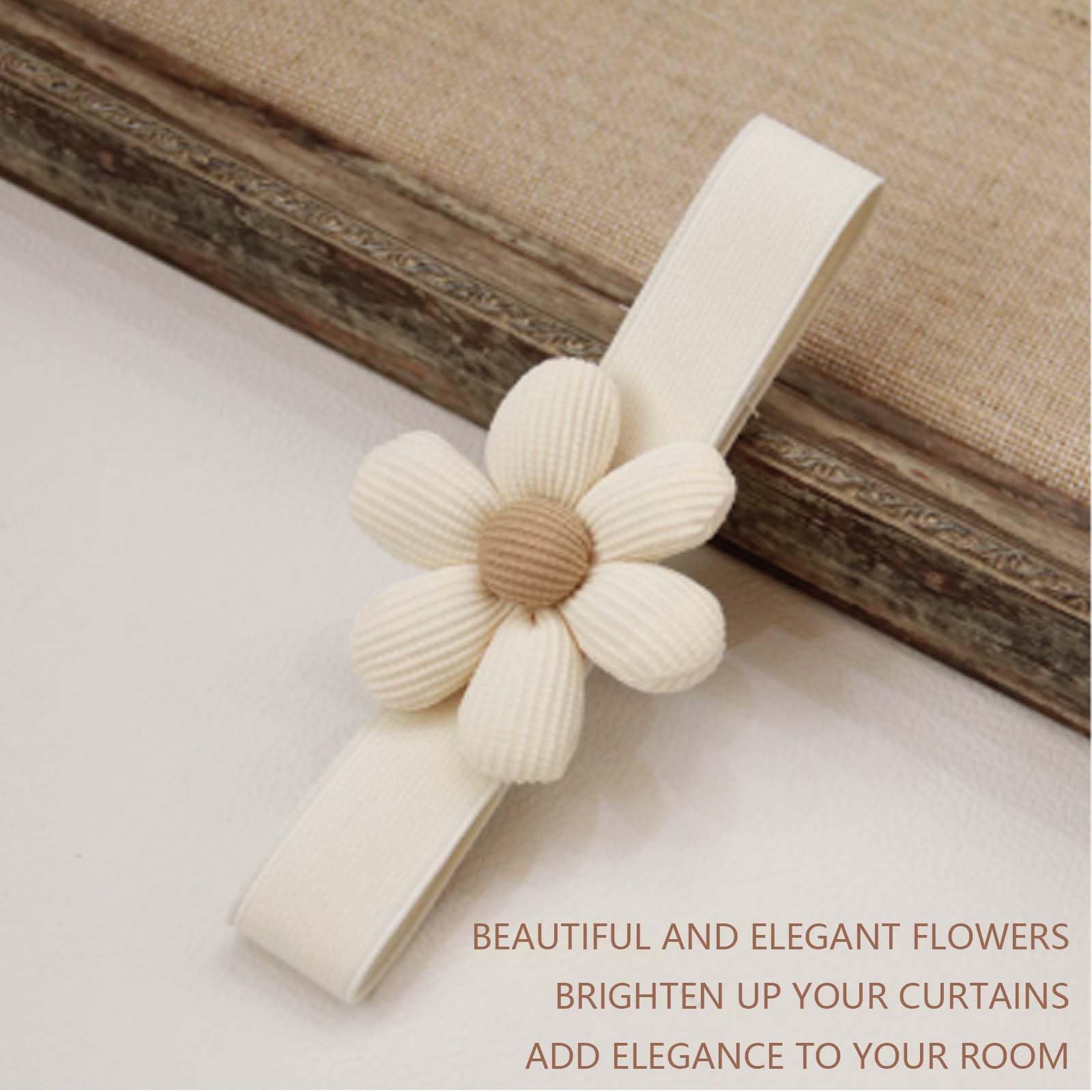 XMYCYuChen 4 Piece Beige Cloth Flower Curtain Strap - Beautiful, stylish curtain strap for indoor/outdoor home accessories decoration - Image 4
