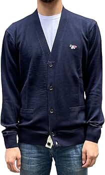 MAISON KITSUNE トリコロール ウール Vネックカーディガン XS MAISON KITSUNE トリコロール ウール Vネックカーディガン XS