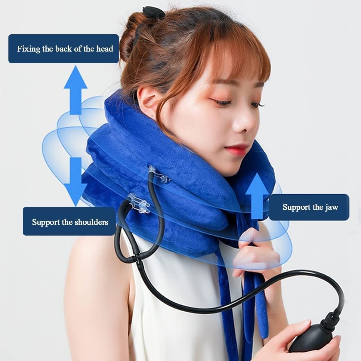 TIST Cervical Neck Traction Device Adjustable Inflatable Neck Support Neck Stretcher for Neck Pain Relief for Home Use Neck Decompression