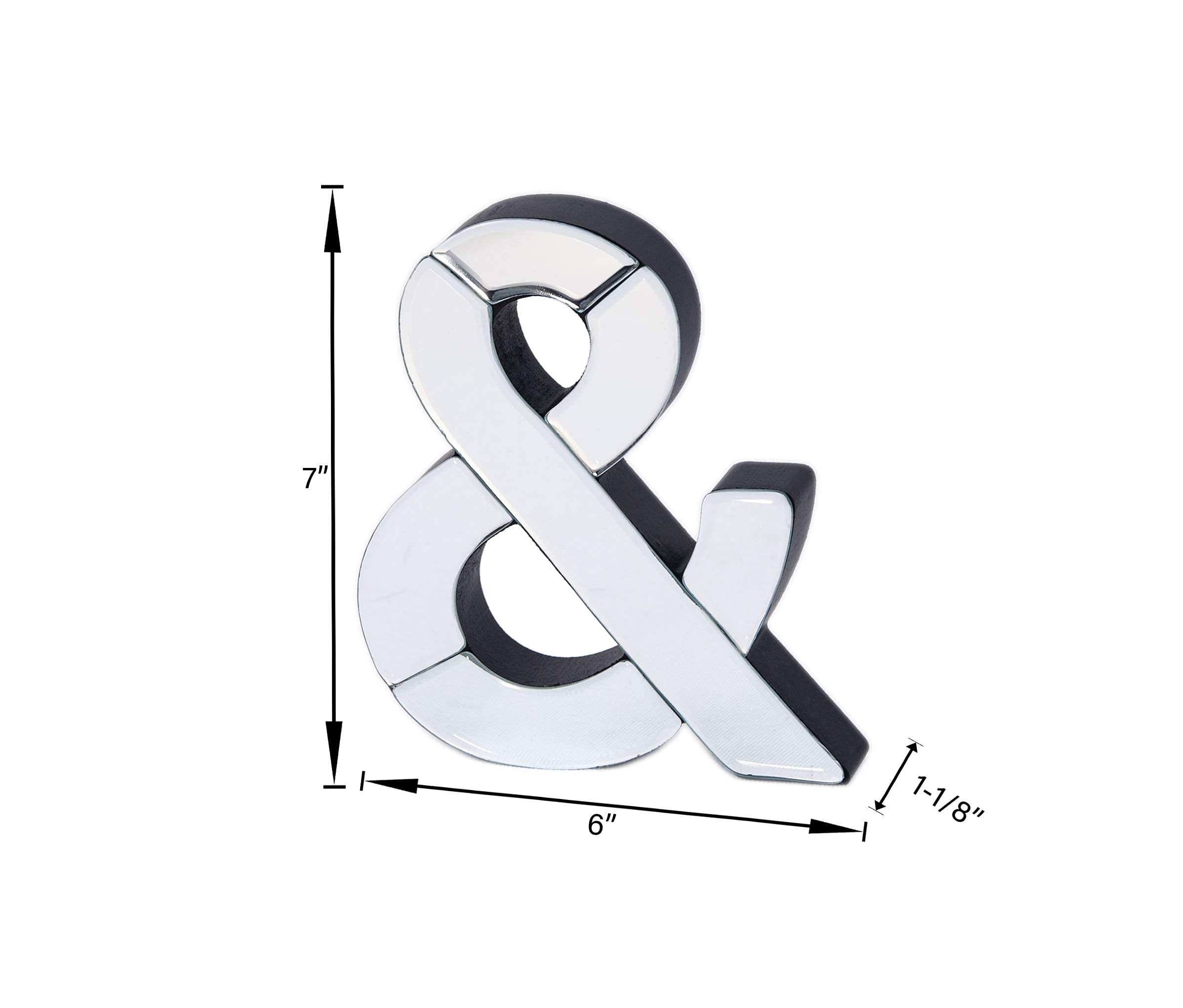 COLLECTIVE HOME - 7-inch Tall Mirrored Glass and Wood Decorative Letter, Home-Bedroom-Office Wall Décor. Perfect Fun Gift to Encourage Girls, Young Ladies & Teens. (&)