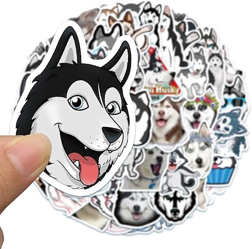 Miniatura 6 de Calcomanías divertidas de perro husky siberiano, 50 calcomanías de vinilo para portátiles, botellas de agua, teléfono, calcomanías de regalo de