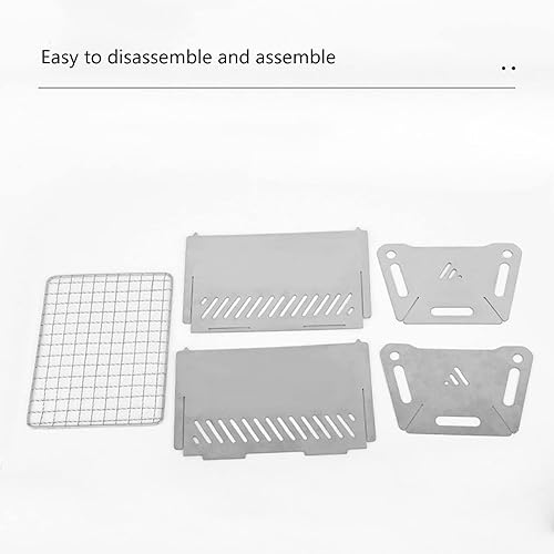 Miniatura 3 de Estufa de leña pequeña para acampar con parrilla de malla para mochileros al aire libre tipo tarjeta desmontable Quemador Solo acero inoxidable