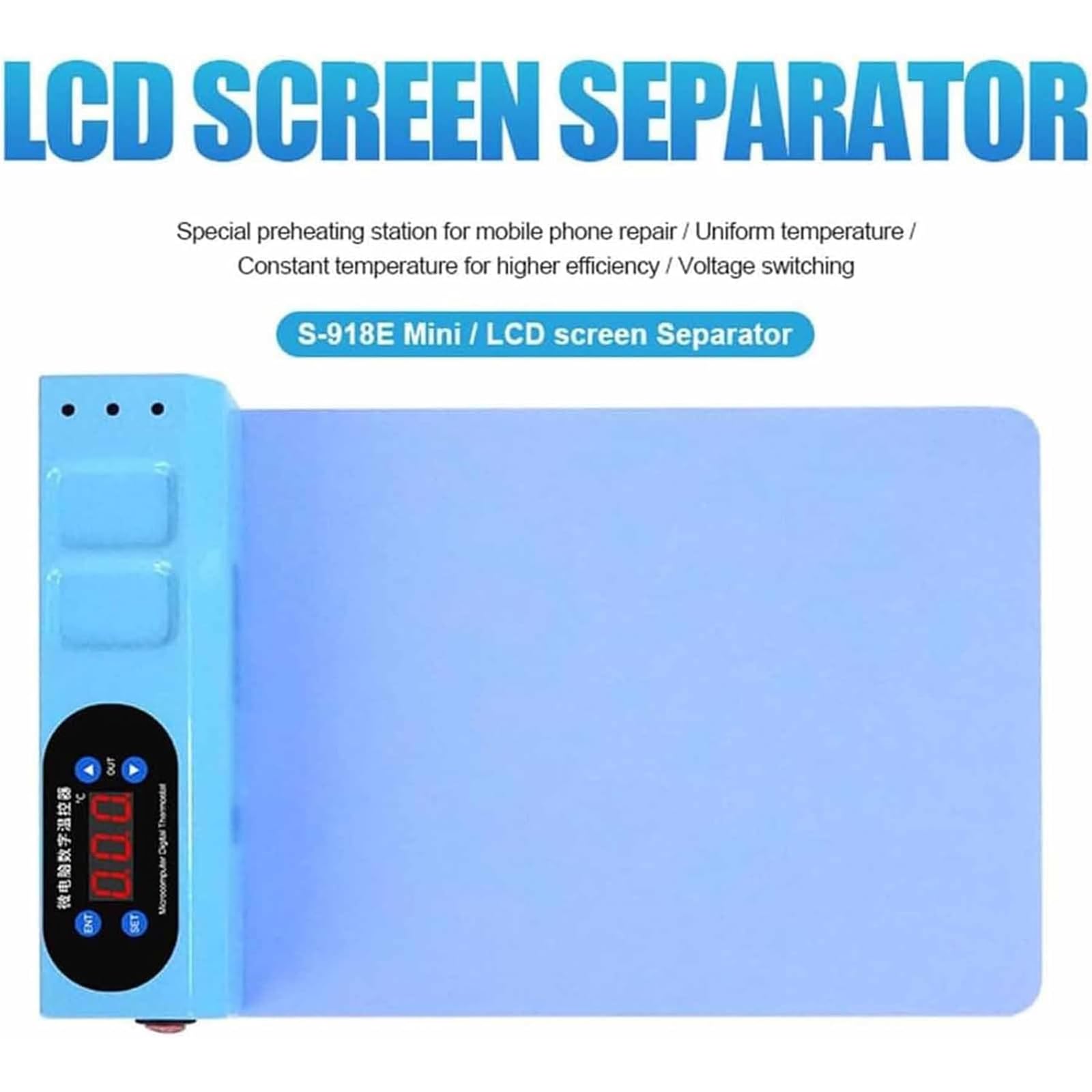 Almohadilla Térmica para Pantalla LCD De 35 X 21 Cm, Mesa Calefactora De 350 W con Pantalla Digital, Rango De Calentamiento: 10 °C-120 °C, Flexible, Resistente a Los Daños