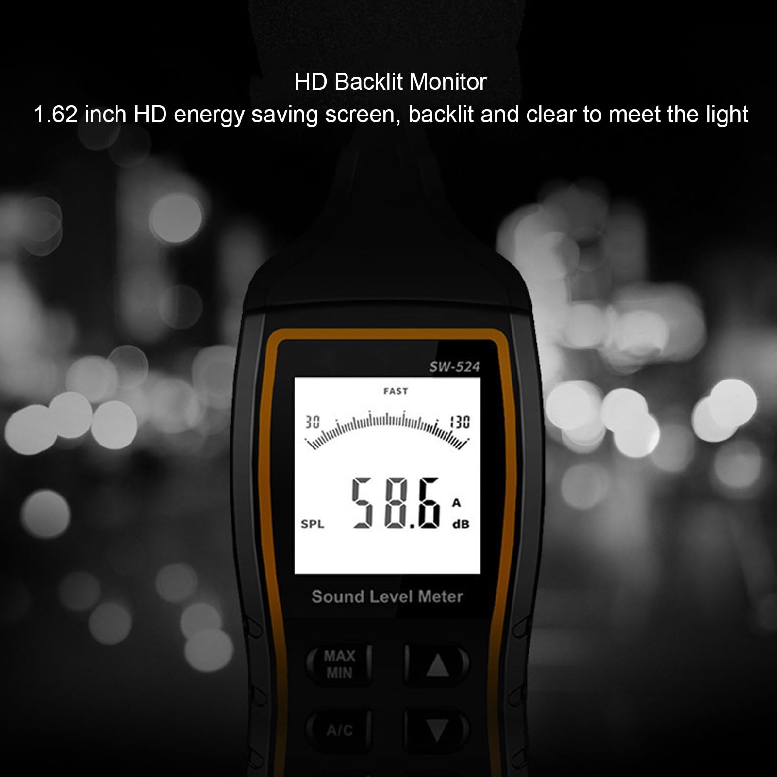 Luocute Fonometro Digitale, Gamma DB | Uscita doppio segnale CA/CC, display LCD retroilluminato, risposta rapida lenta da 31,5 Hz-8,5 KHz, per il monitoraggio del