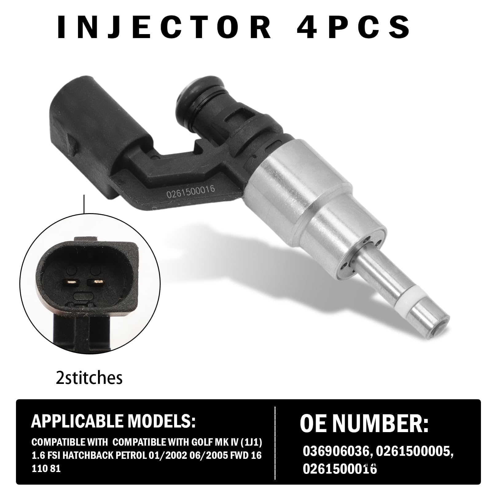 036906036 4 inyectores para A2 Golf 4 Bora Lupo Polo 1.4 FSI 1.6 FSI