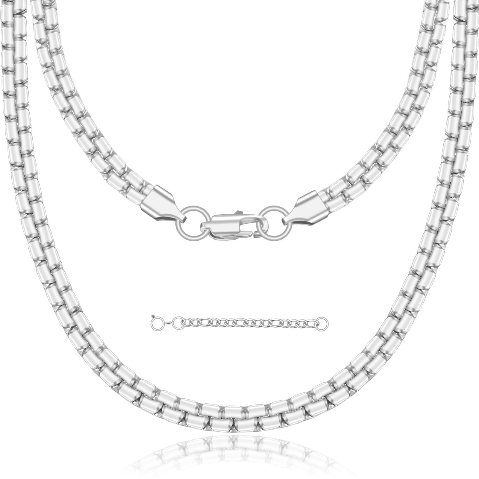 ZENLUNANO 3/4/5/6/7mm Trendy Square Rolo Necklace Chains for Men and Women Non-tarnish 316L Top Grade Stainless Steel Necklace Chain - 16/18/20/22/24/26/30/36 Inch Plus 2" Adjustable Chain