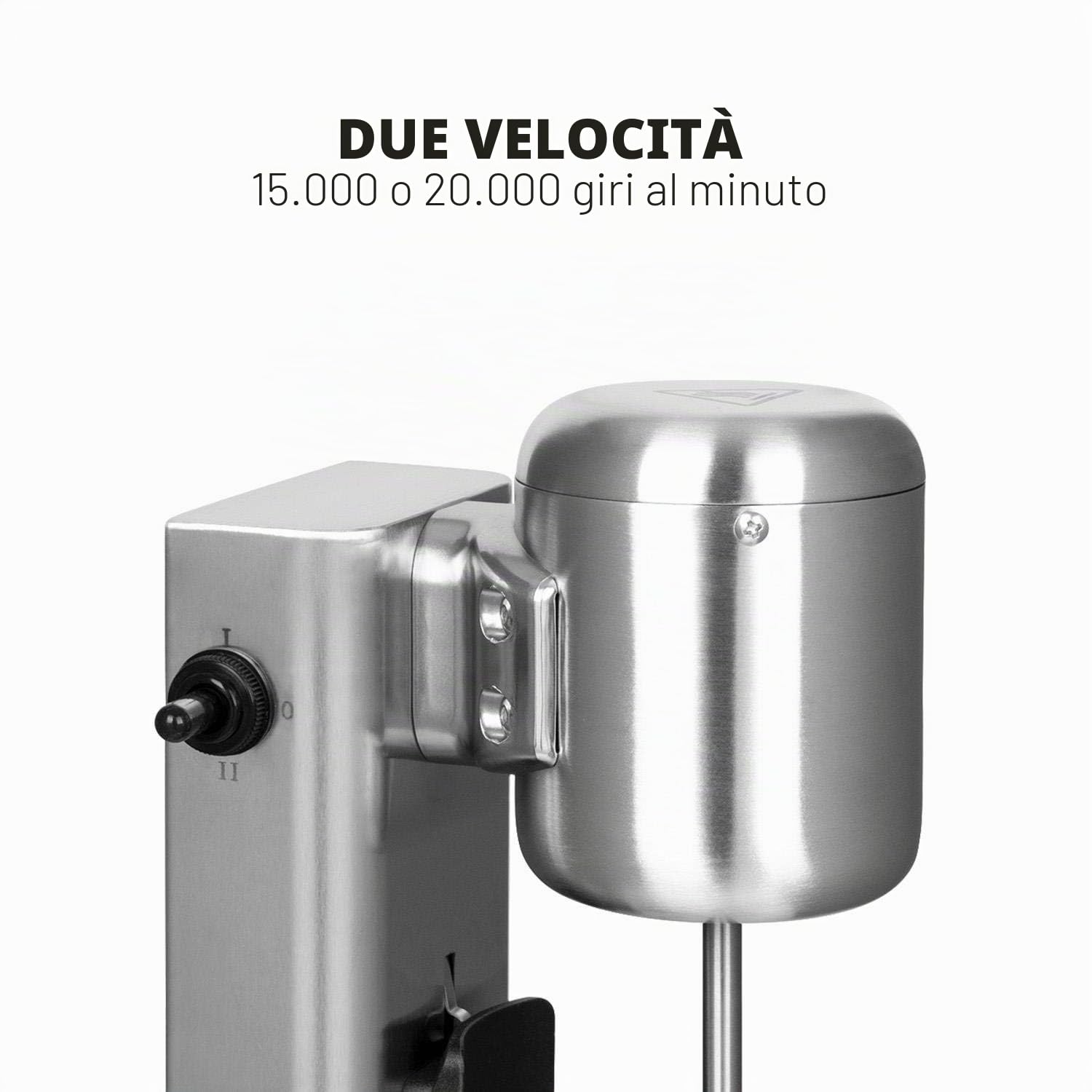 KLARSTEIN Kraftpaket Pro - Drink Mixer, 80 Watt, 1 L, 2 Livelli, 20000 giri/min, Bicchiere in Acciaio Inox, Milkshake & Frullati Proteici, Mixer per Bevande, Bar, Ristoranti, Professionale, Argento