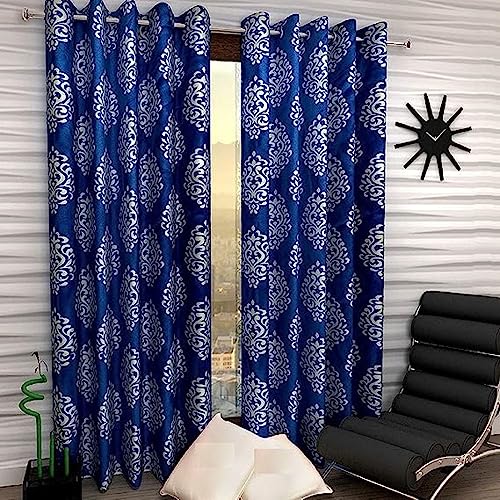 Image of DECORLINE Bedroom Curtains 1 Piece Polyester Abstract 7 feet Bedroom Curtain for Door (4 x 7 Feet Blue)