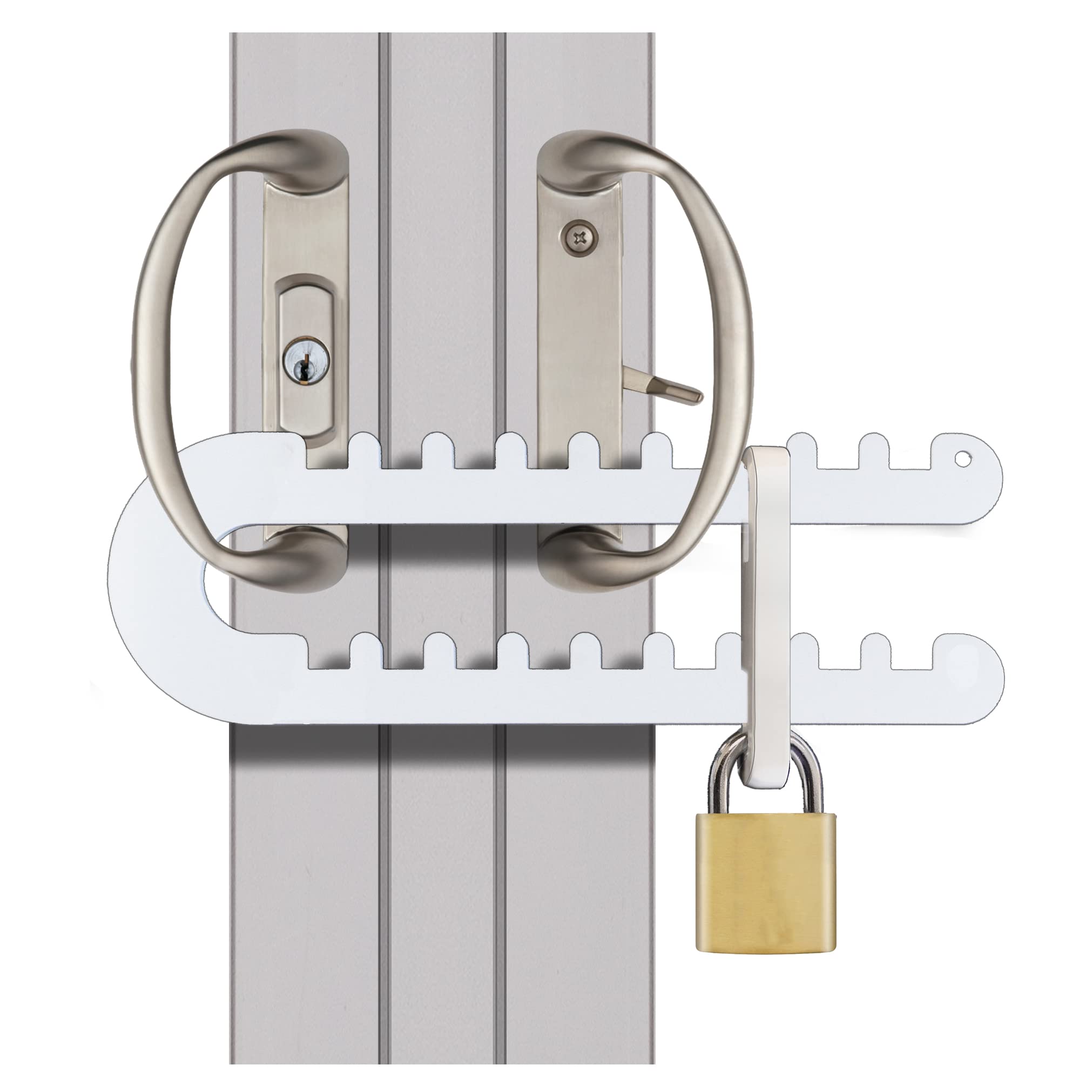 Tough and Easy Patio French Door Lock Double Door Handle Either 'P', 'D' or Standard Handles High Security Deadlock Also Fits Sliding Handles Visible from Outside White Colour