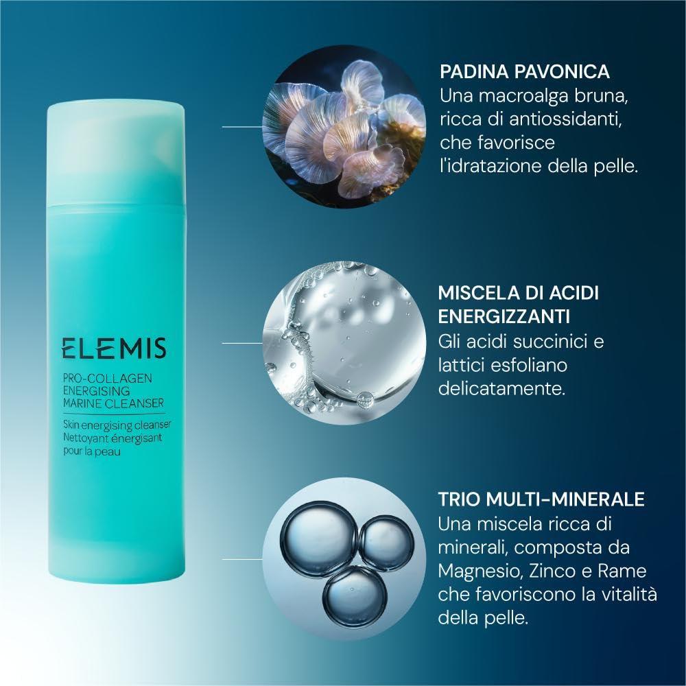 ELEMIS Pro-Collagen Energising Marine Cleanser & Hydrating Cleanisng Mousse, Clinicamente Testato – Detergente Viso Schiuma, Struccante Viso e Occhi per la Doppia Detersione