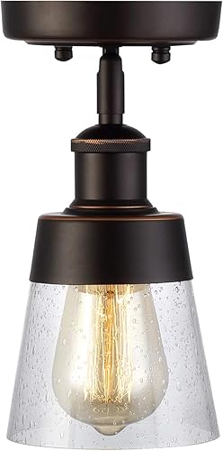 Lámpara de montaje empotrado de vidrio rústico, mini pantalla de vidrio transparente semirempotrada, lámpara de techo para pasillo, granja, cocina,