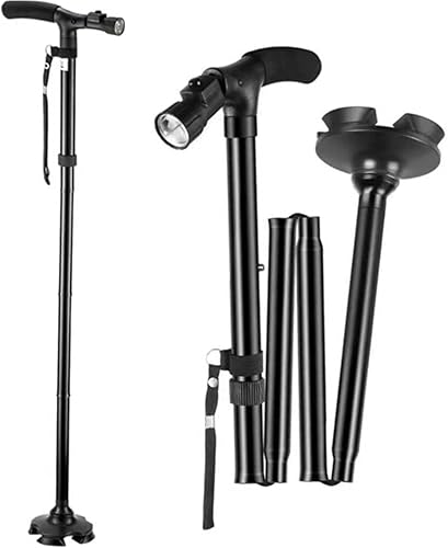 Miniatura 1 de Bastón plegable para hombres y mujeres, bastón portátil con luz, para adultos mayores, ayuda de movilidad, bastón plegable para interiores y