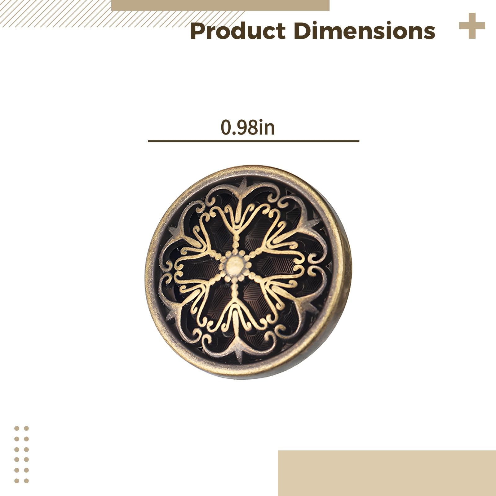 20 Stk. goldene Metall-Nähknöpfe, 1 Zoll, mit feinen Mustern und klassischem Runddesign, für Kleidung, Mäntel und Jacken, kupferfarben, Set für Näharbeiten und DIY-Projekte