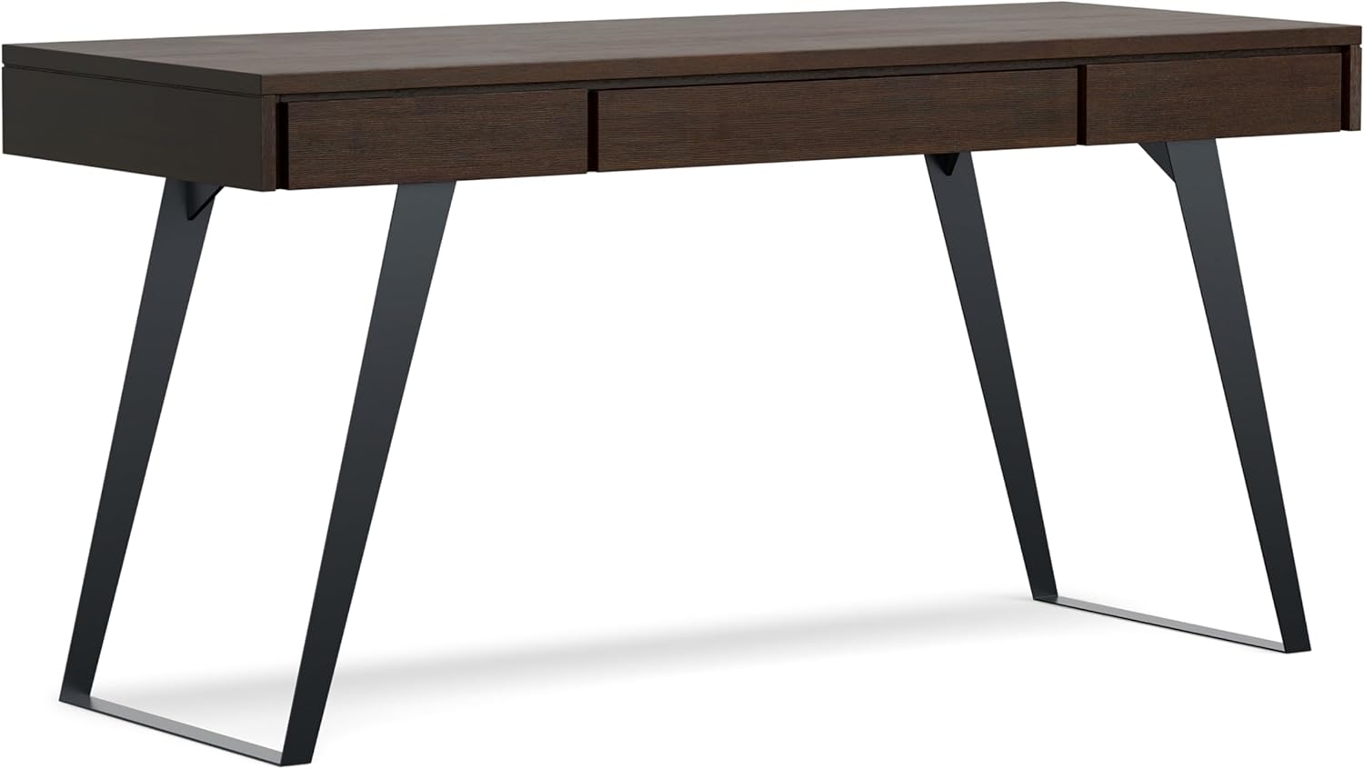 SIMPLIHOME Lowry Desk - 54 Inch Wide Solid Acacia Wood and Metal Writing Desk in Distressed Hickory Brown, Modern Industrial Home Office Computer Table with 2 Drawers and Flip-Down Keyboard Tray
