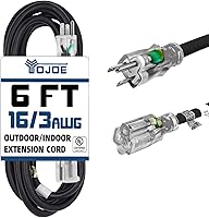Vista 20 de YOJOE Cable de extensión para interiores y exteriores, calibre 16, SJTW, resistente, 15 pies, color verde, 3 clavijas 13A, resistente a