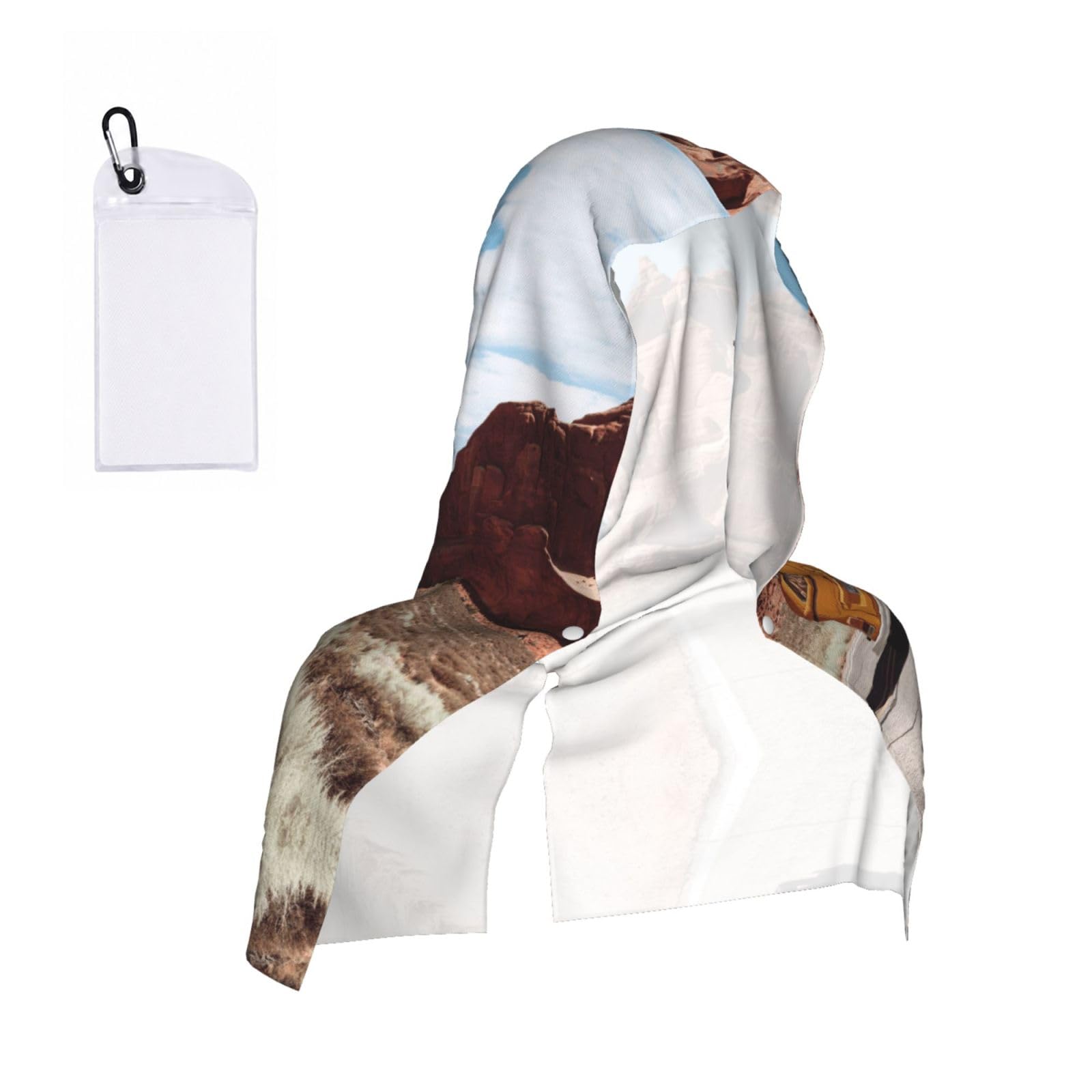 WXWJSHMGC Arches National Park Entrance Print Cooling Hoodie Towel, Cooling Towels For Neck And Face Sun Protection Instant Cool Hoodie(Sport/Camping/Work Out/Hot Weather)