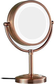 Espejos LED de maquillaje de pie con luz y au...