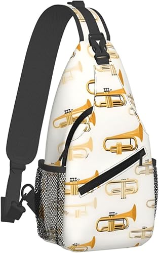 Small Crossbody Bags for Women Men - Vintage Yellow Saxophone Print Adjustable Shoulder Bag Fanny Packs Belt Sling Bag Crossbody Purses Backpack for