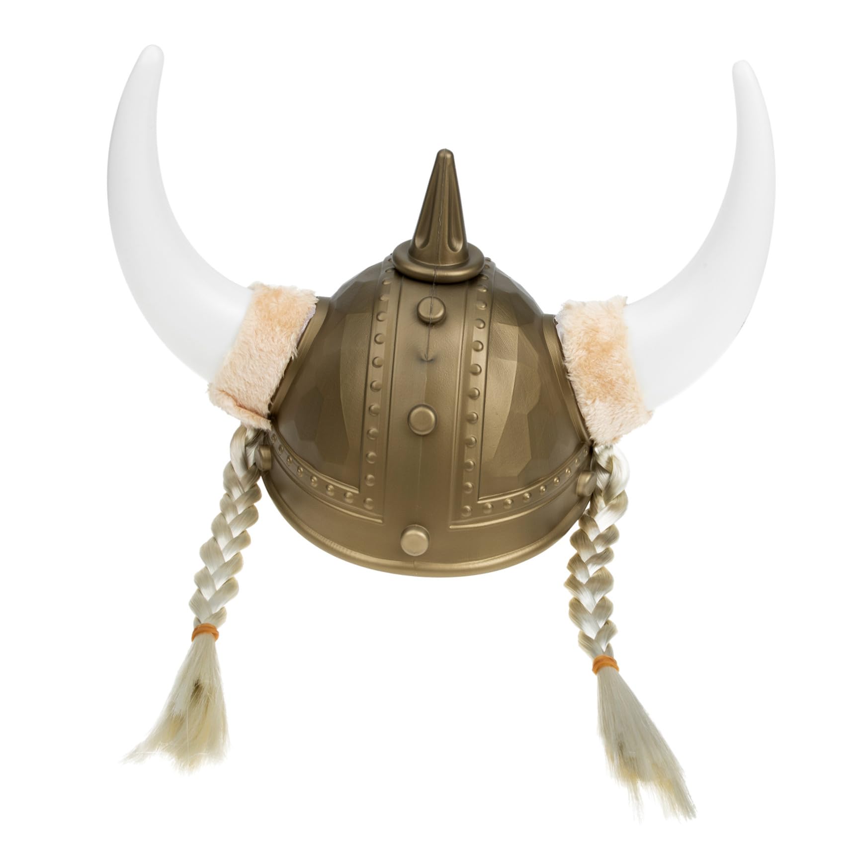 Cappello da Guerriero Vichingo Corna in Plastica Oro Decorativo per Costume Uomo Accessorio per Festa e Cosplay Role-play Party