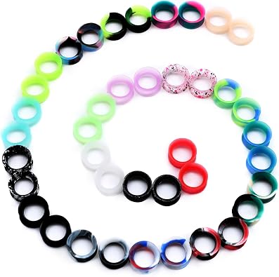 Yrogcu 1"/25mm Ear Tunnels Plugs Piercing Collection 40pcs Set Thin Silicone Double Flared HollowEar Tunnels and Plugs Ear Gauges Ear Expander Stretcher Body Piercing Jewelry