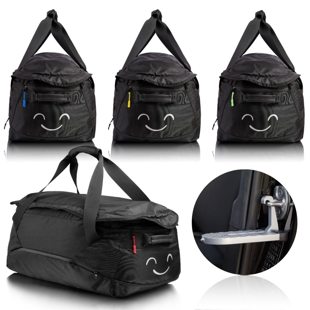 Dachbox 4er Taschen Set mit Trittstufe für einfaches Be- und Entladen und Identifikationsmarker/Duffel Bag/dachbox Taschen/Tasche