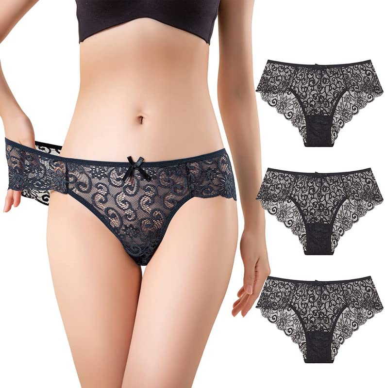 Pack De 4 Bragas De Encaje De Cintura Alta Para Mujer - Suaves, Elásticas Y Sin Línea Visible (Tallas 36-52)