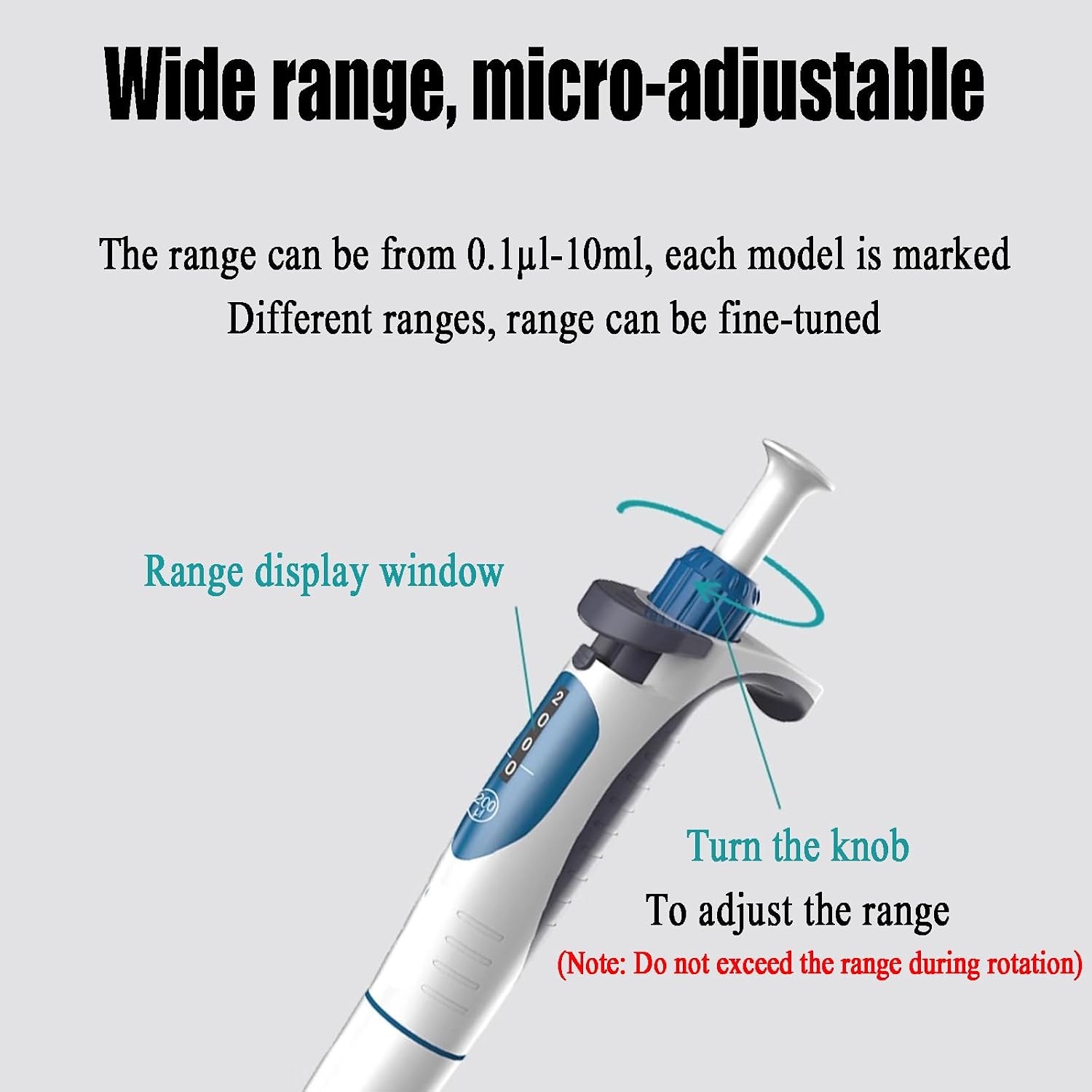 Manual Single-Channel Adjustable Labs Pipette Gun, Micro-Injection Pipette Gun with Range Lock Key, No Residue Discharge, Used in Biology and Chemistry Labs