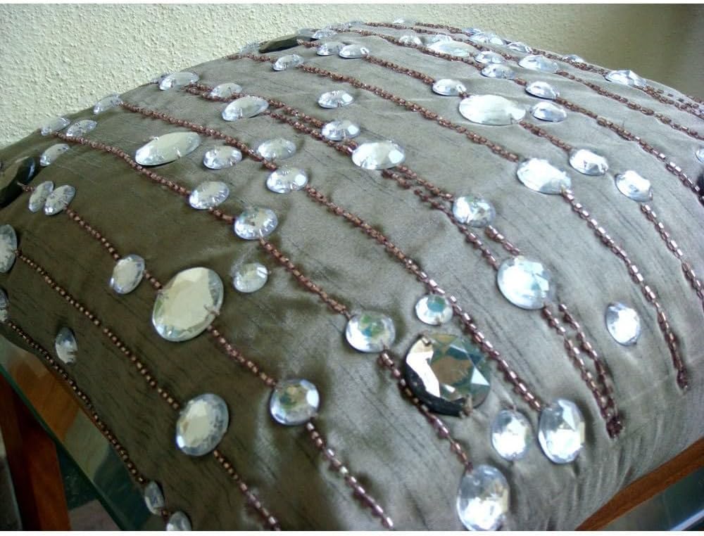 The HomeCentric Pillow Case Covers, Grey Pillow Shams, Color Block Club Lounge Theme Pillow Shams, 24x24 inch (60x60 cm) Pillow Shams, Faux Leather Pillow Shams, Solid - Charcoal Grey Leather N Jute