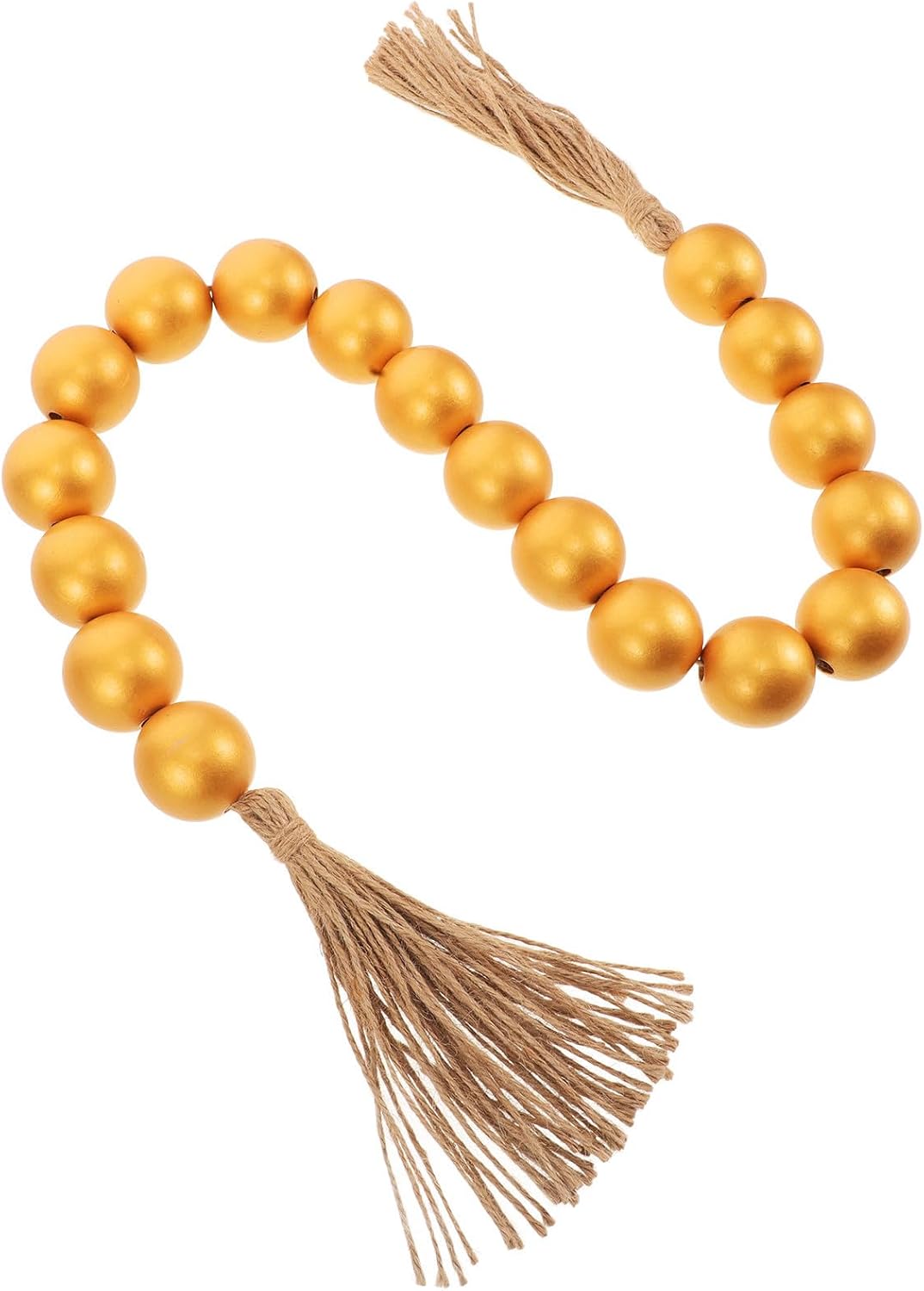 Uonlytech Farmhouse Rustic Wood Beads Garland with Tassels, Decorative Wooden Beads on Cotton Rope, Versatile Home Decor for Bookshelf and Party, Boho Style Beaded Table Centerpiece