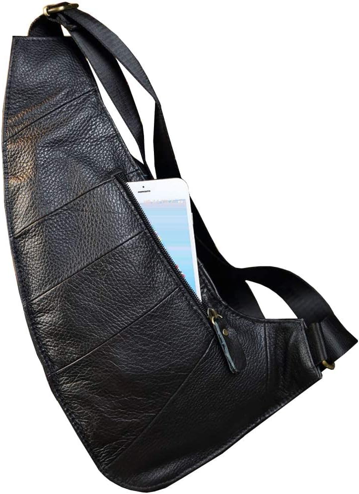 Hebetag Leather Sling Bag Crossbody Backpack for Men Women Travel Outdoor Camping - Image 6