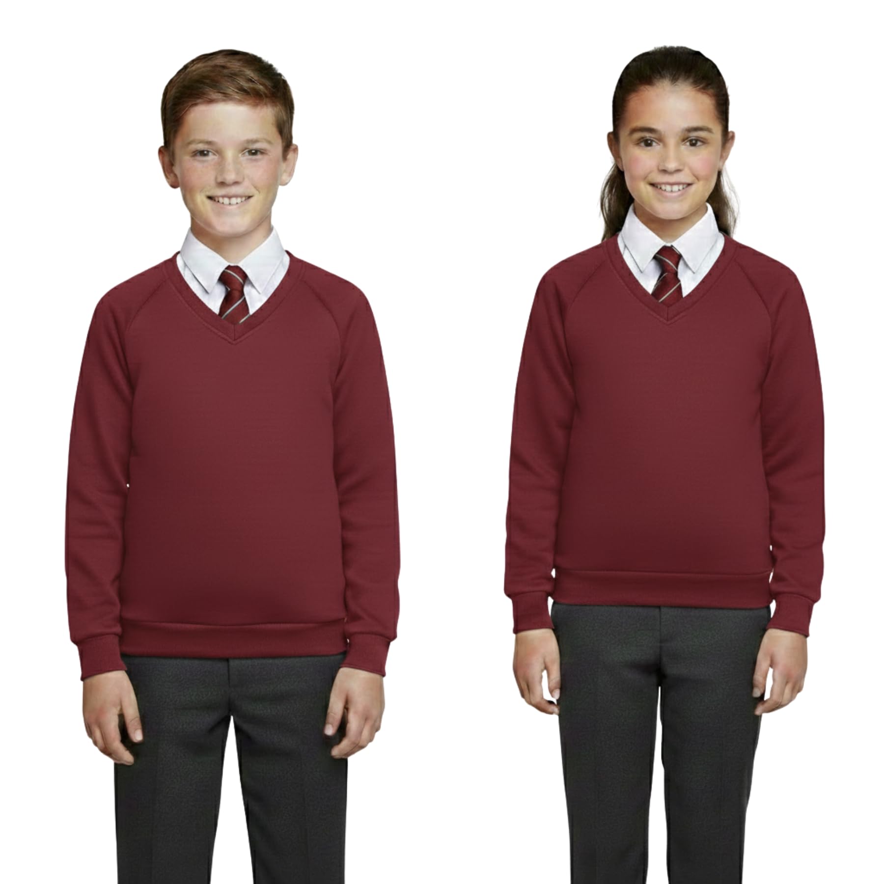 A2z 4 Kids Boys Wine 2 Pack Kids School Jumper V Neck Sweatshirt - V Neck Jumper 11-12