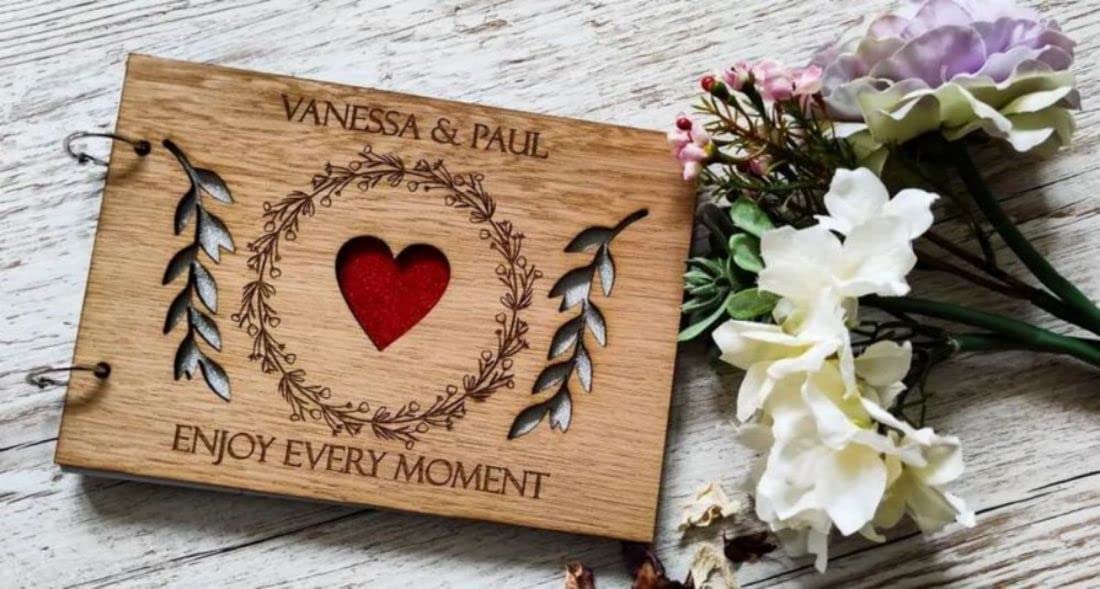 Libro degli ospiti per matrimonio in legno personalizzato - Nomi