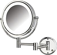 Vista 1 de JERDON Espejo de maquillaje montado en la pared con luces - Espejo de maquillaje iluminado con cable directo con aumento 8X y acabado cromado