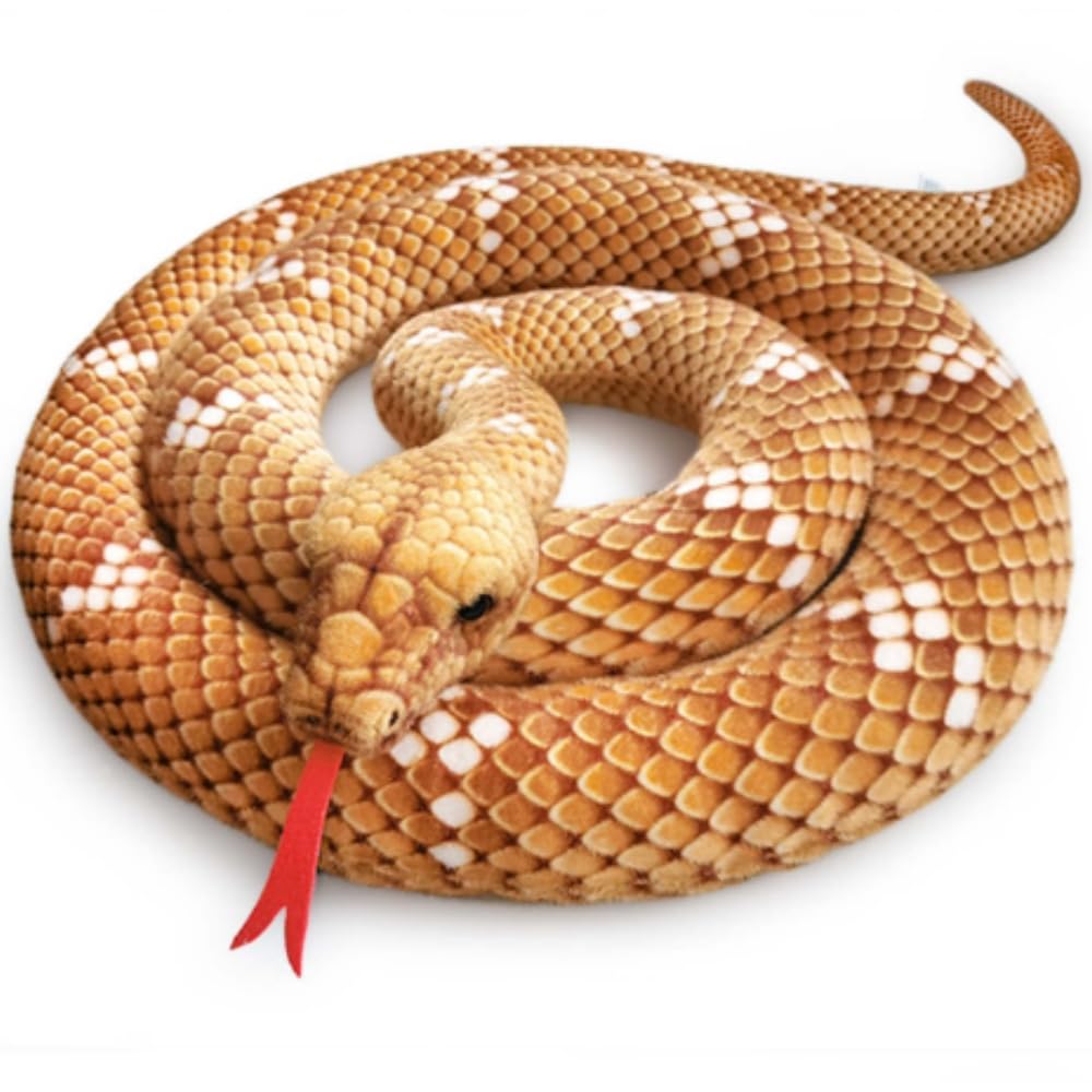 OUKEYI 74Inch /190cm high Snake PlushToy Stuffed Animal, Snake Pillow Doll Toys Fake Snake Home Halloween Decorations Plushy Gifts for Kids Birthday (Brown)