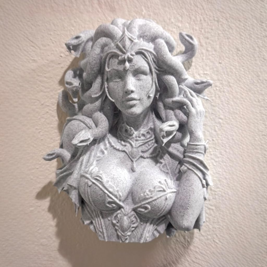 Medusa Wall Sculpture Gothic Dark Fantasy Decor Mythology 3D Printed Art 8"