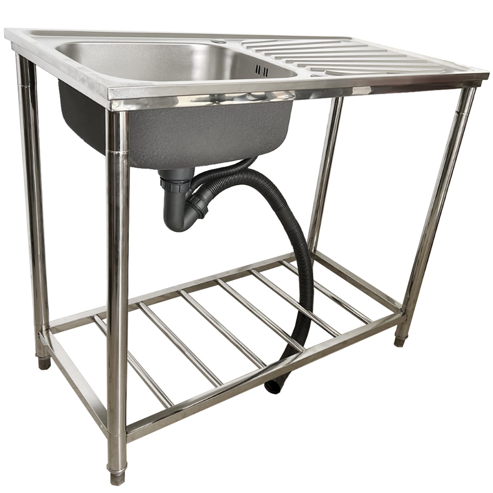 LMYSXAOZ Stainless Steel Utility Sink, Outdoor Sinks Prep Workstation, Catering Kitchen Free Standing Sink Commercial for Restaurant Bar Laundry Patio, with Cutting Board
