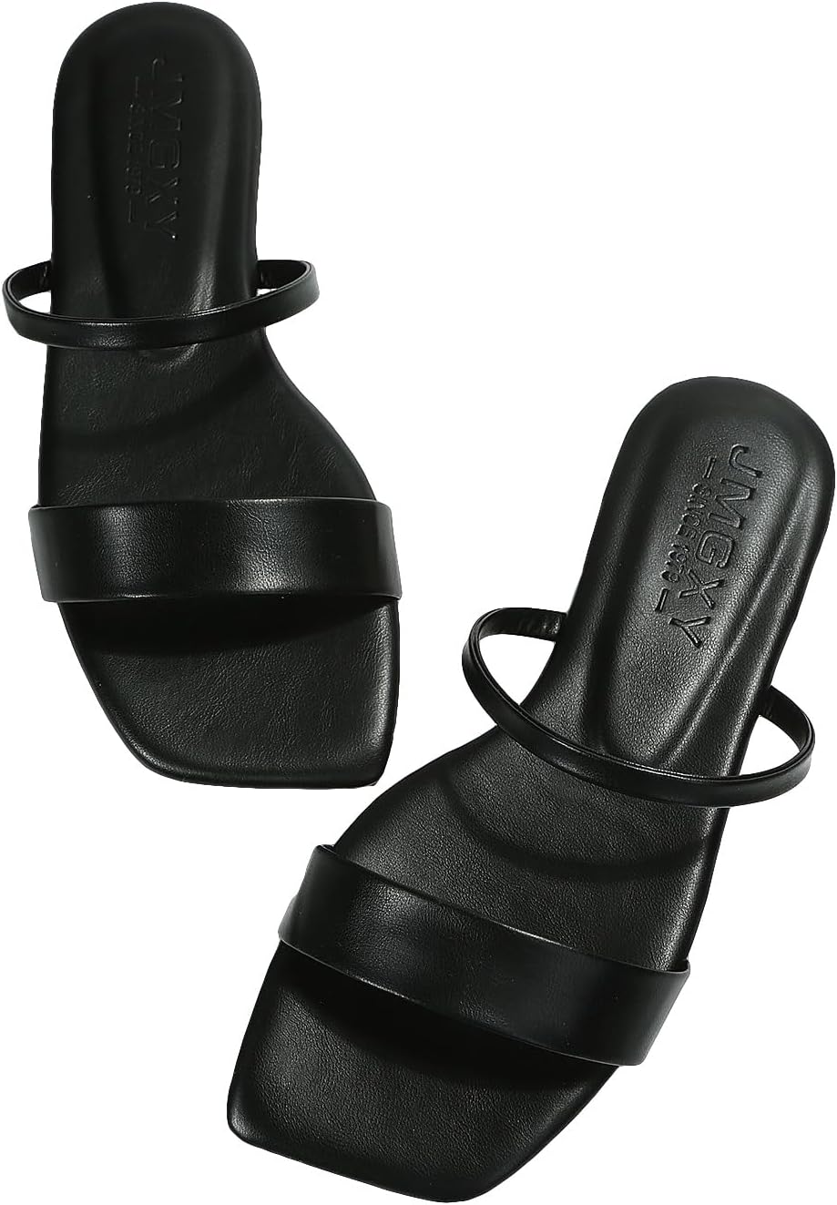 GORGLITTER Women’s Strappy Flat Sandals Square Open Toe Dressy Going Out Slide Sandals