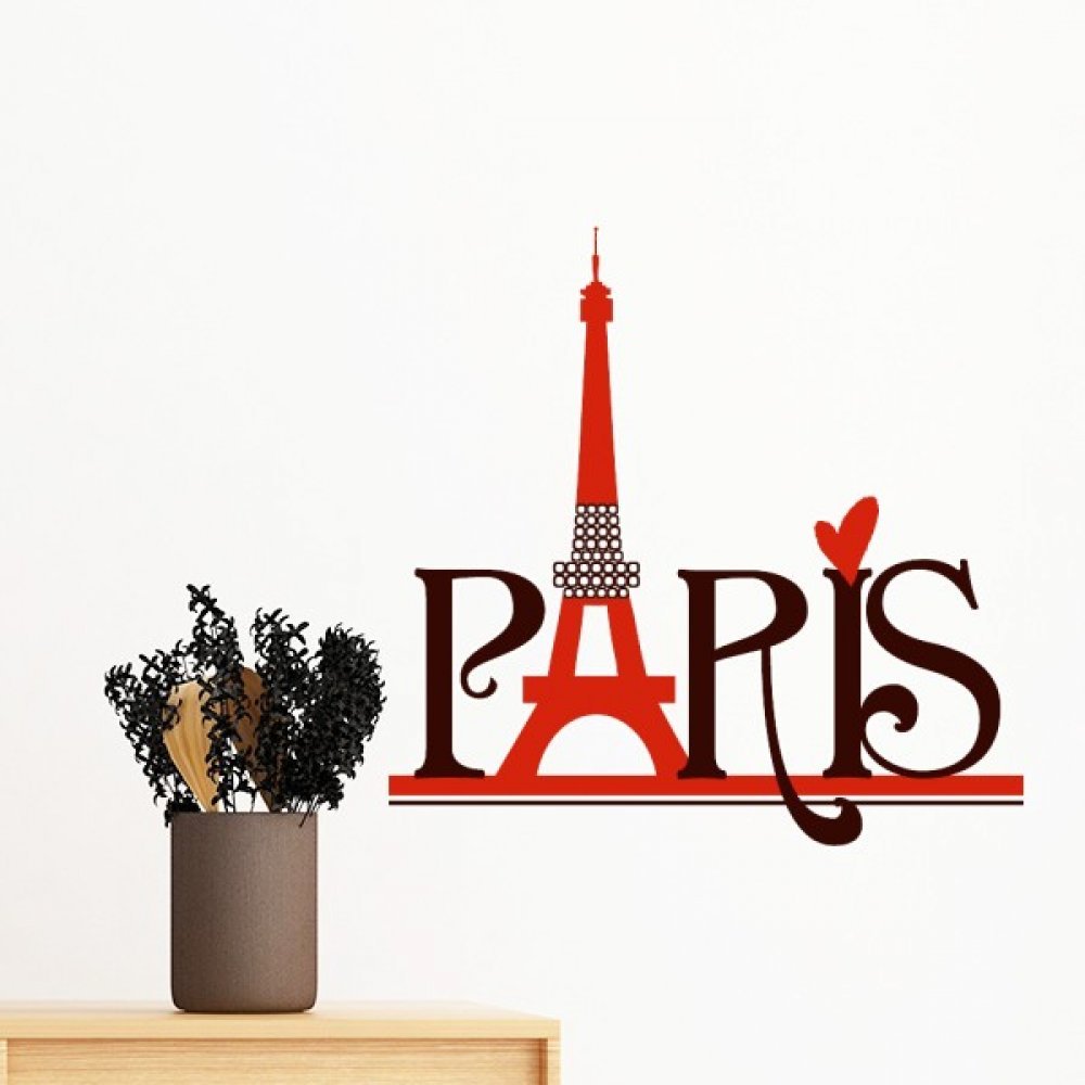 Sticker mural Tour Eiffel Paris France déco murale amovible 80cm art mural DIY
