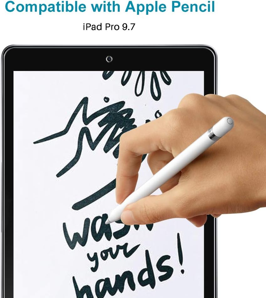 2 Pack LϟK Screen Protector Compatible for iPad 9.7 inch 2018 & 2017 / iPad Pro 9.7 / iPad Air 2 / iPad Air, Apple Pencil Compatible, Tempered Glass Film