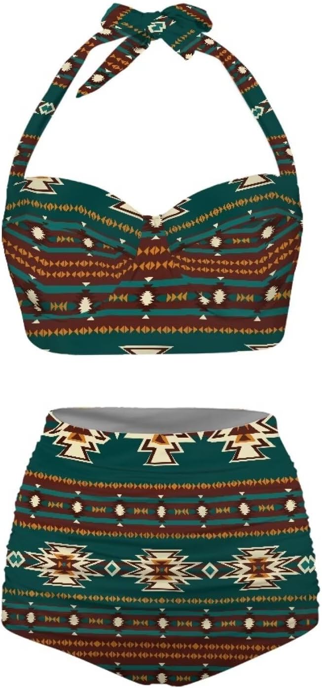 Suobstales Women Swimsuit 2 Pieces Bikini Sets with Halter Push Up Bikini Top and High Waisted Wrap Bottoms Bathing Suit