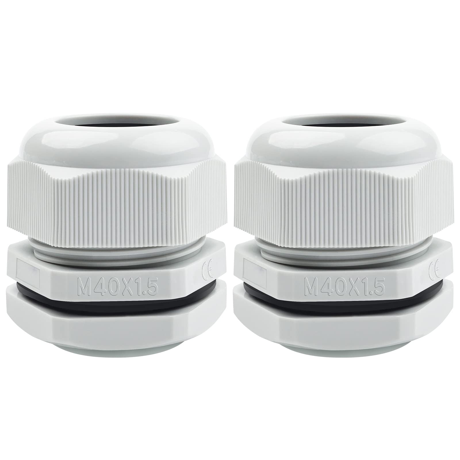 2 Stück Kabelverschraubung M40, Hanibos Kabeldurchführung Wasserdicht IP68 Kabeleinführung Grau Verstellbaren Kabelverschraubungen für Outdoor Garten Schaltkasten Abzweigkasten