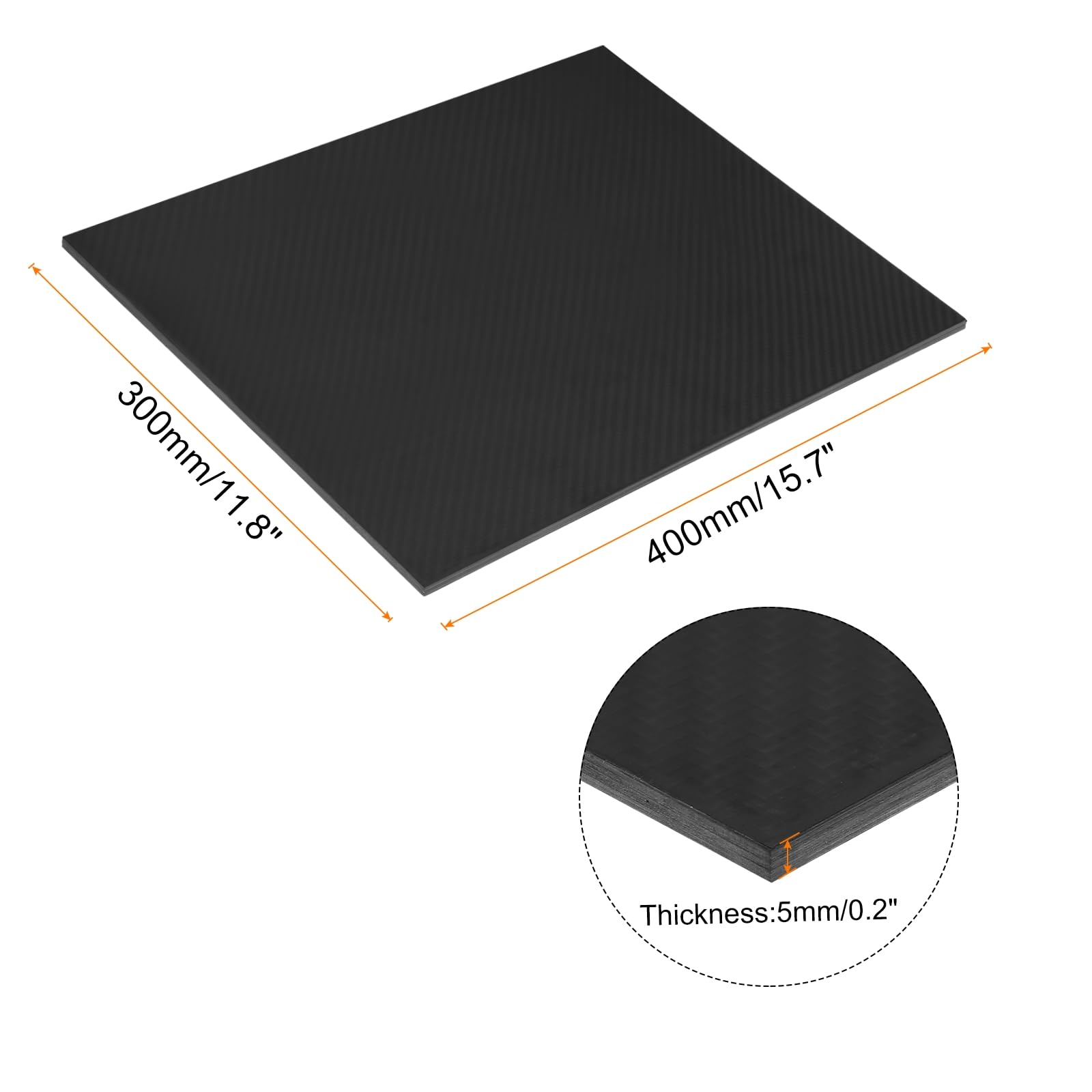 QUARKZMAN 1 Stk. Kohlefaserplatte 400x300x5mm Matte Oberfläche Pultrudiertes Flaches Kohlefaserbrett Twill-Gewebeplatte für Drachen RC-Flugzeug