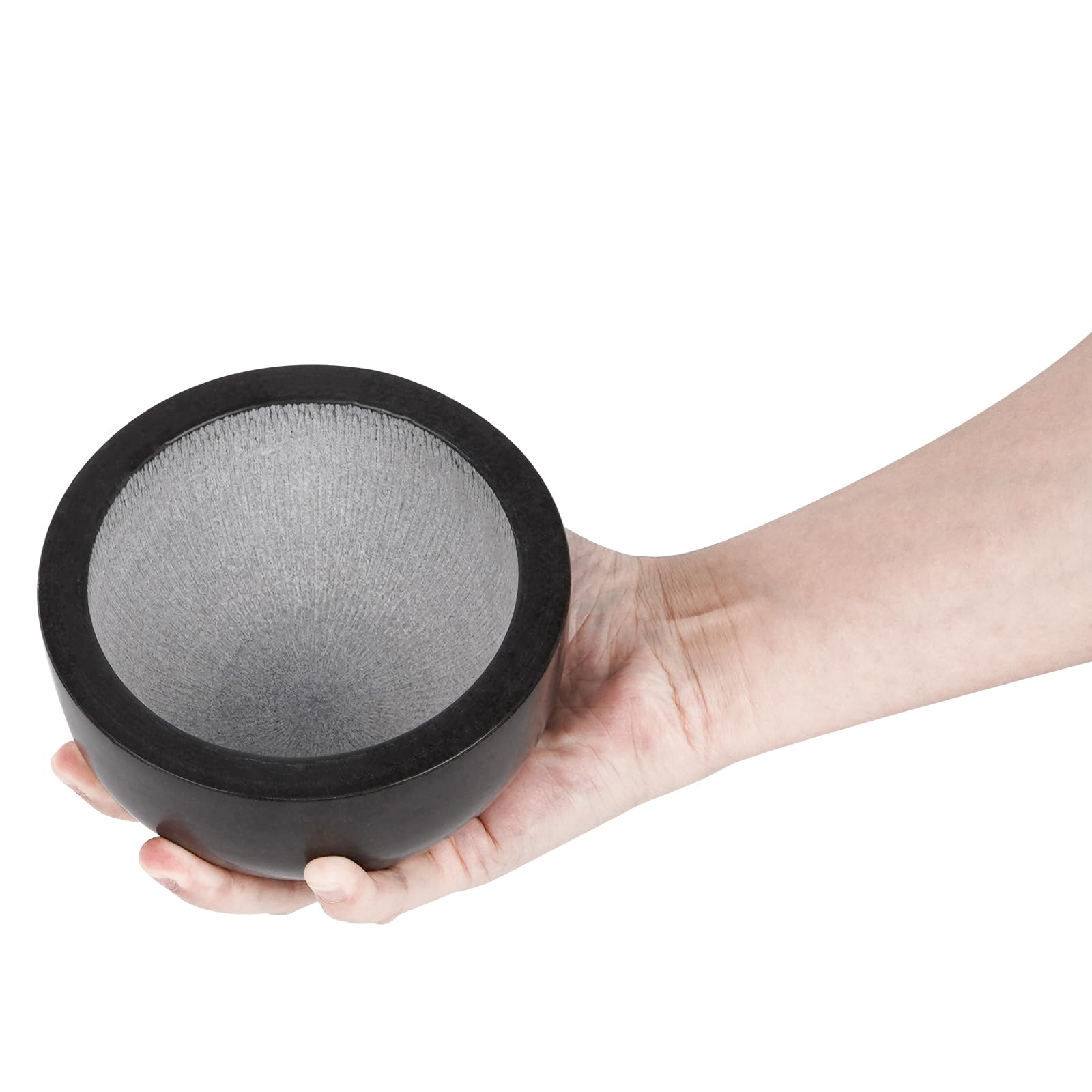 Linkidea Bol à savon de rasage en marbre 100% naturel, rainures internes pour une mousse maximale, pierre isolée pour une expérience de rasage luxueuse à chaud, cadeau pour mari, papa (Noir)