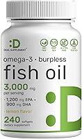 Vista 1 de DEAL SUPPLEMENT Suplementos de Aceite de Pescado Omega 3, 3,000mg por Porción, 240 Cápsulas Blandas – EPA 1,200mg + DHA 900mg – Píldoras sin