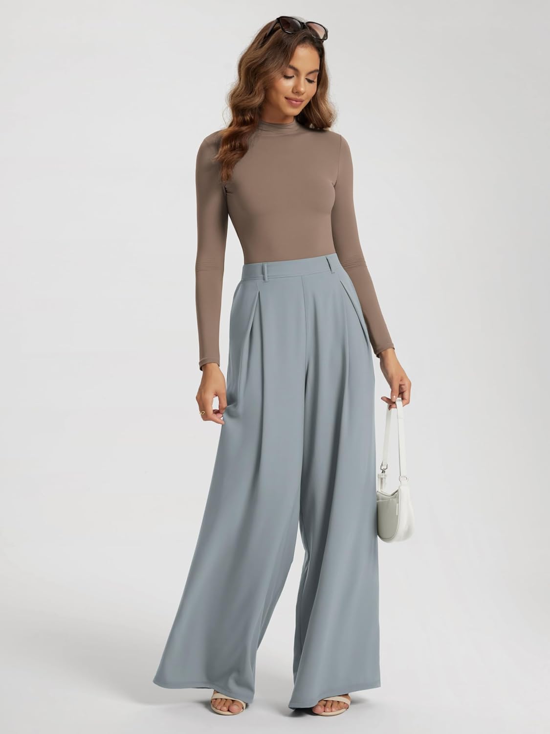 ODODOS Women's Double Layer Mock Neck Long Sleeve T-Shirts Ultra-Soft Lightweight Basic Tee Slim Fit Top - Image 5